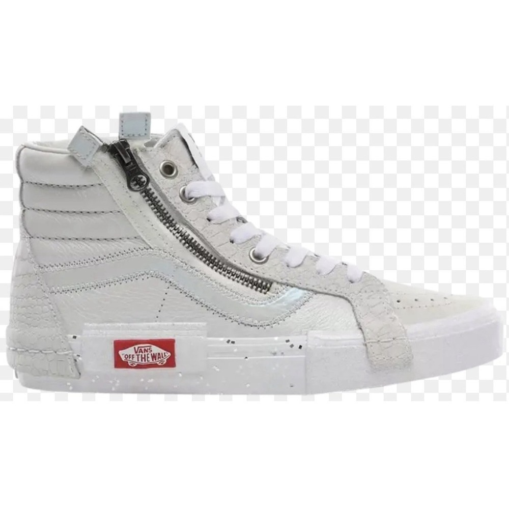 VANS SK8-Hi Reissue Cap Glitter Womens Sz 8 Mens 6.5 White Casual Shoes Sneakers